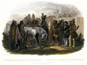 The Travellers Meeting with Minatarre Indians near Fort Clark, Plate 26 from Volume 1 of 